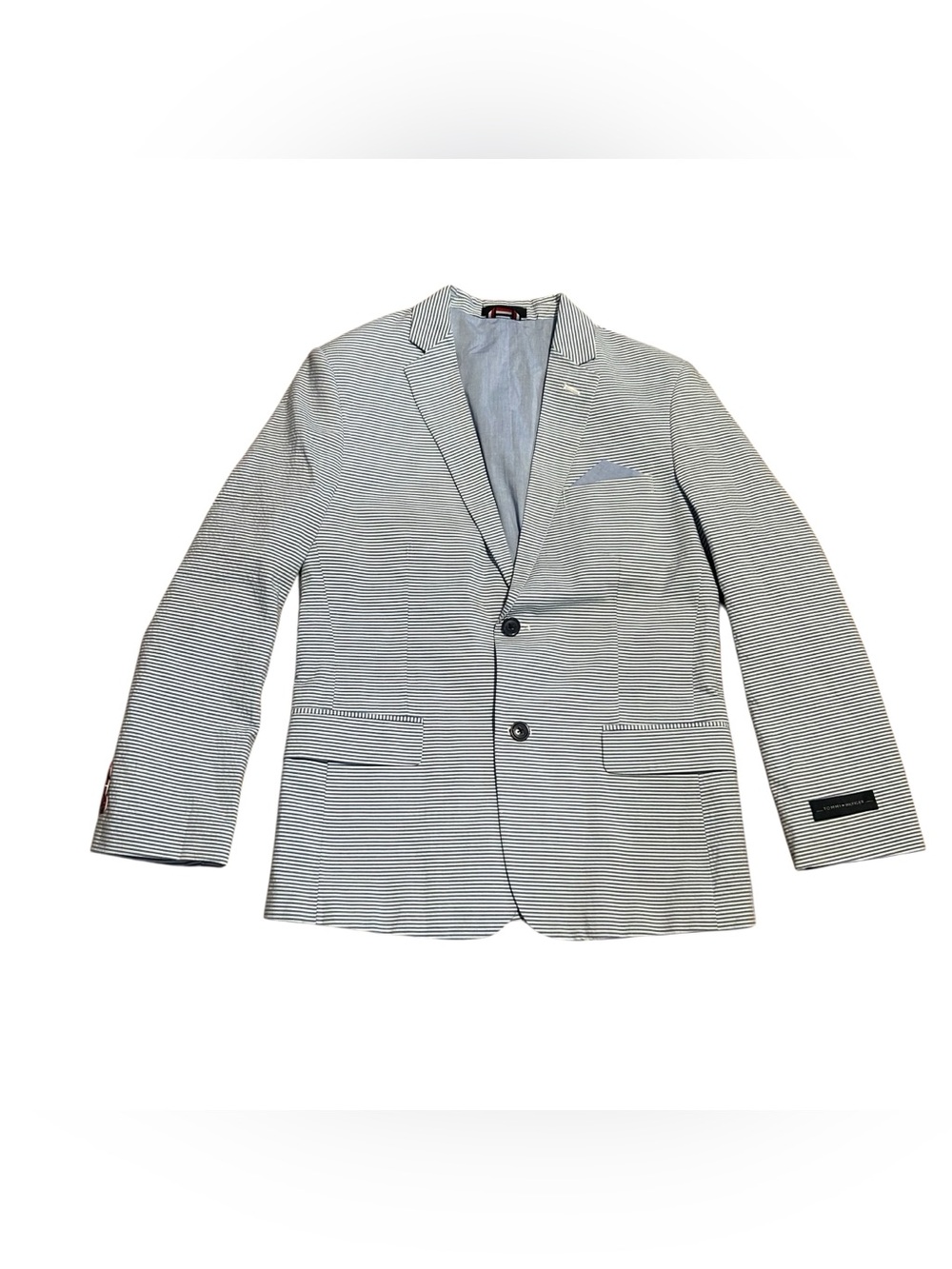 New Tommy Hilfiger Blue White Striped Seersucker Jacket Boys Size 14 NWT